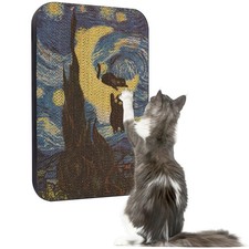 Starry Night Art Cat Scratcher Wall Mounted Scratching Board Pad 16.7x11x1 In