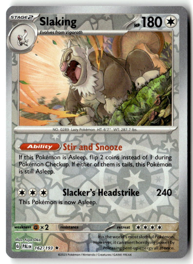 Slaking 162/193 Rare Paldea Evolved Pokemon Reverse Holofoil Near Mint
