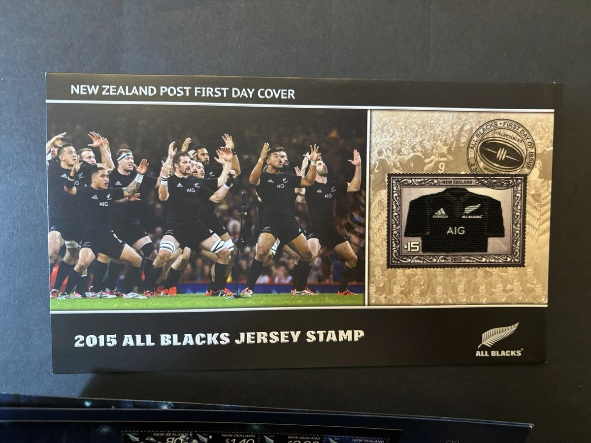 New Zealand 2015 All Blacks Jersey, printed fabric stamp, FDC' As