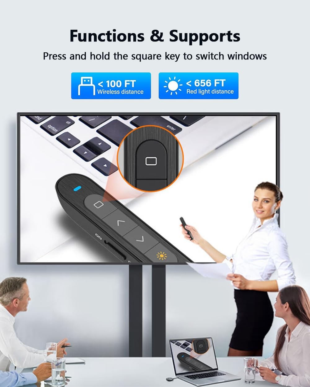 Wireless presenter remote avec laser de présentation pour PowerPoint et Mac - 2