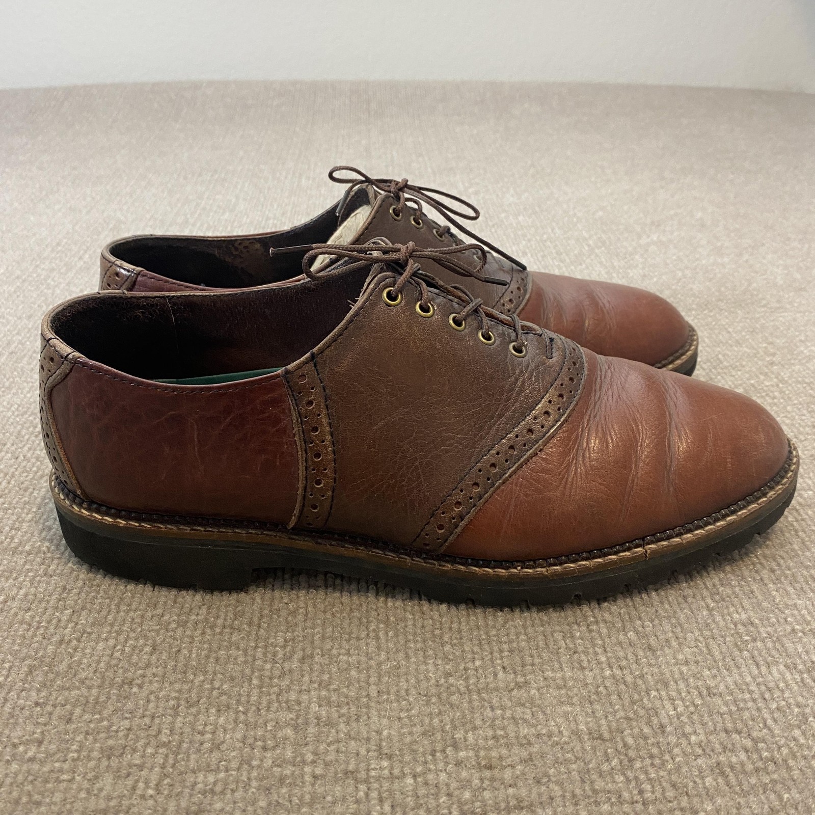 H.S. Trask Shoes Mens Size 11 Brown Leather Cap Toe Vibram Gumlite Casual 1033