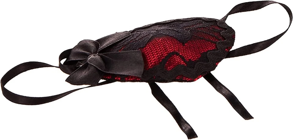 Elegante parche pirata rojo con encaje y corbatas - imprescindible para eventos temáticos Foto 3 de 4