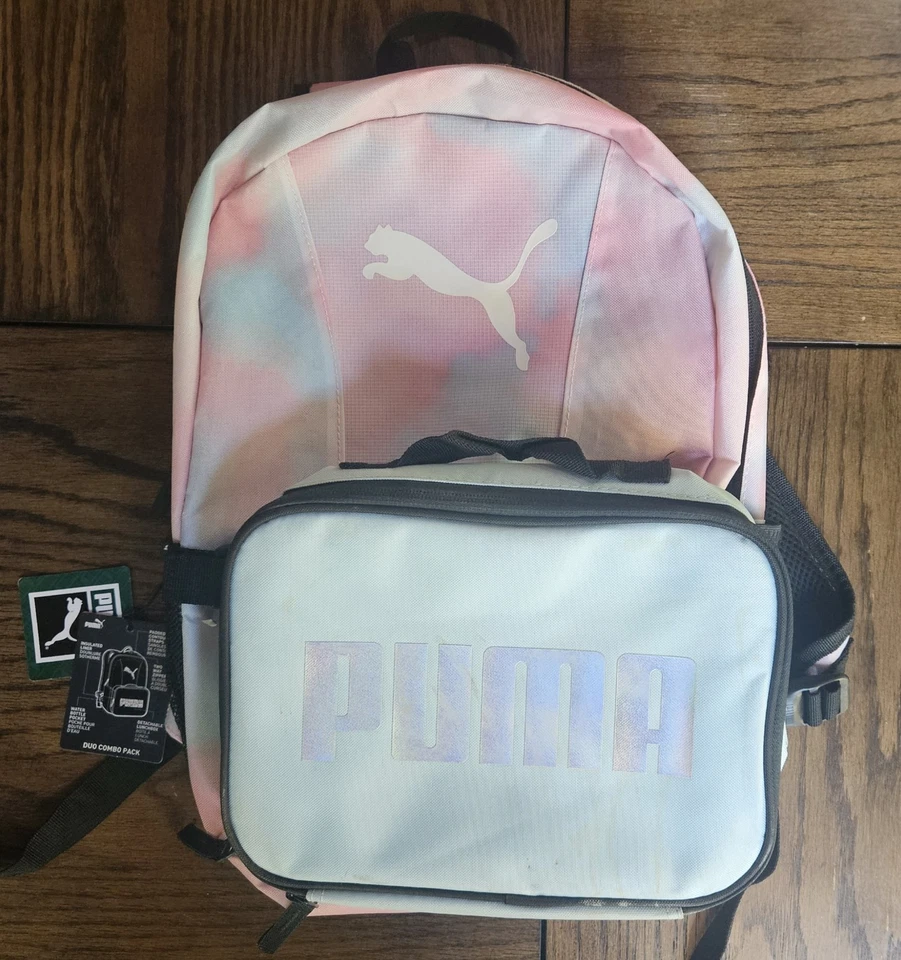 Nueva mochila Puma rosa y azul tye-dye con bolsa de almuerzo Foto 3 de 4