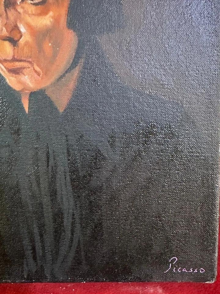 Pintura al óleo sobre lienzo PABLO PICASSO, de colección estampada firmada Foto 2 de 4