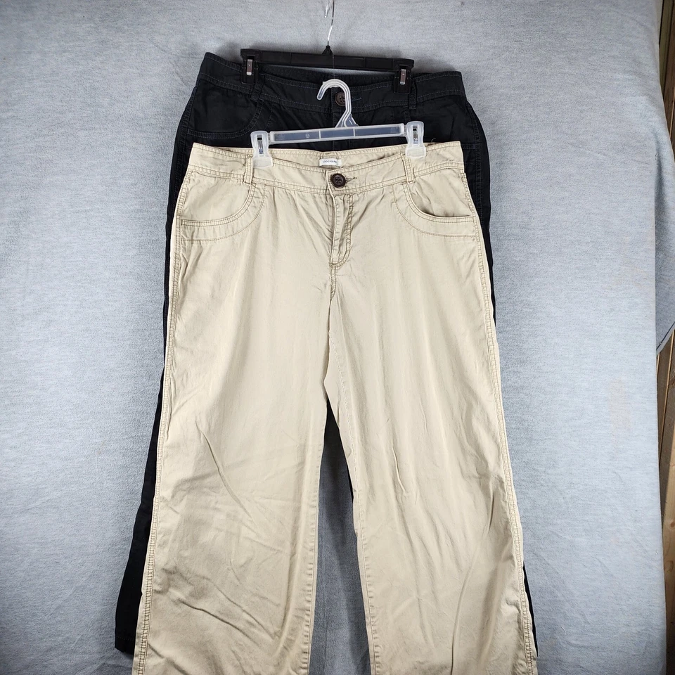 Lot 2 Vintage Dockers Pants Women 16 Beige Black Straight Wide Leg Flap Pockets - Image 2 of 4