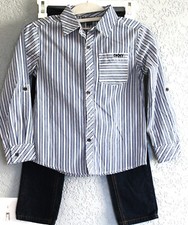 DKNY Boy's 2 Piece Long Sleeve Shirt  Denim Pant Set Blue Size 6