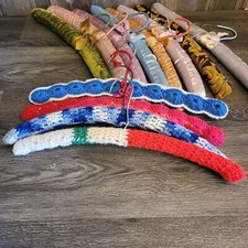 Vintage Satin  Crochet Padded Hangers Set Of 11 Assorted Colors