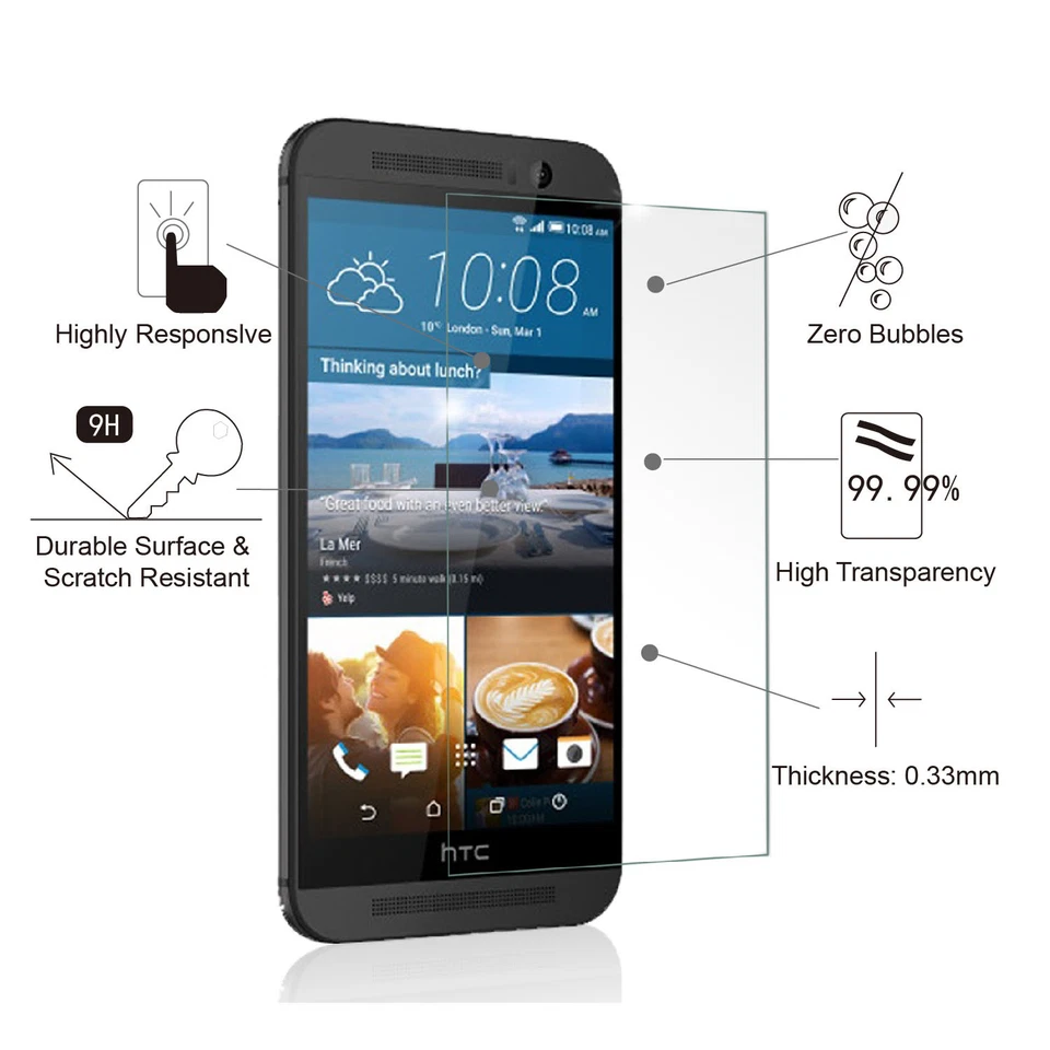 PROTECTOR PANTALLA CRISTAL TEMPLADO ULTRA CLARO 3 X 9H PARA HTC ONE M9 EE. UU. Foto 3 de 4