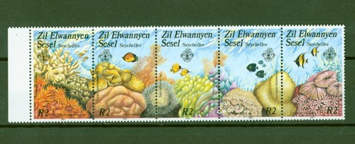 ZES Seychellen 1986 - Korallen Steinkorallen Korallenriff Fische - Nr. 119-23 **