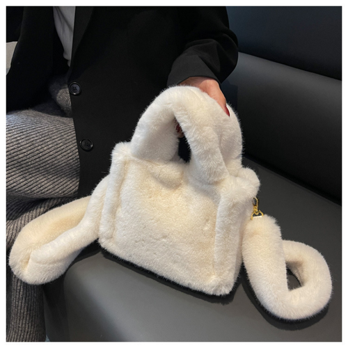 Damentasche Schultertasche Umhängetasche Handtasche Kuriertasche Kunstfell flauschig süß - Bild 11 von 17