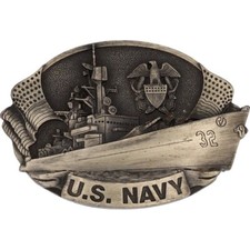 Navy Usn Military Sailor Aviation Scpo Uss Vet Cpo Logo 80s Vintage Belt Buckle