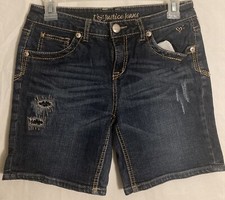Justice Girls Distressed Low Cut Bermuda Jean Shorts Size 16 Regular