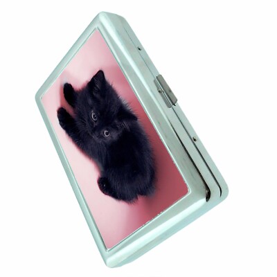 Black Cat Pink Silver Metal Cigarette Case RFID Protection Wallet Valentine 