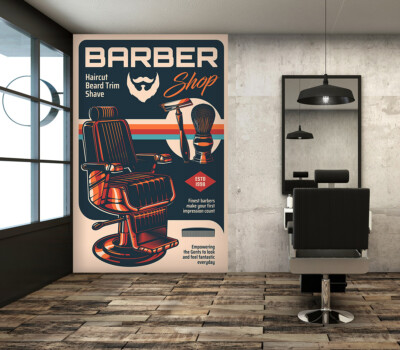 3D Serve E4058 Hair Cut Barber Shop Wallpaper Mural Wall Print Murals CA Erin
