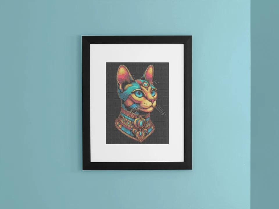 NEW Pharoh Cat Egyptian Regal Cross Stitch Paper Printed Pattern Posted to You! - Image 4 of 4
