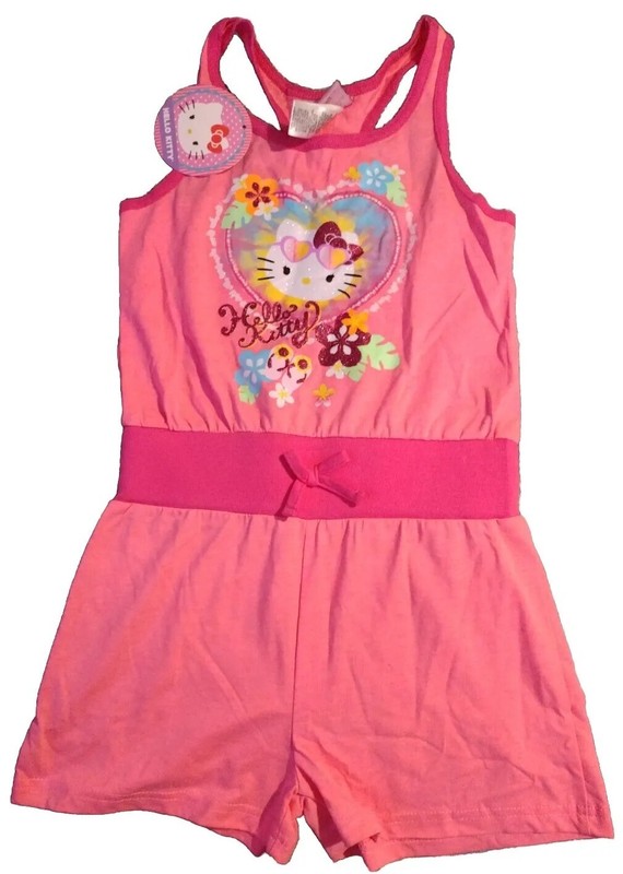 Sanrio Hello Kitty Romper w/ Back Ruffle Size S 6/6X Girl's By Evy Of California