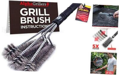 Alpha Grillers 18'' Grill Brush. Best BBQ Cleaner. Safe for All Grills. Durable