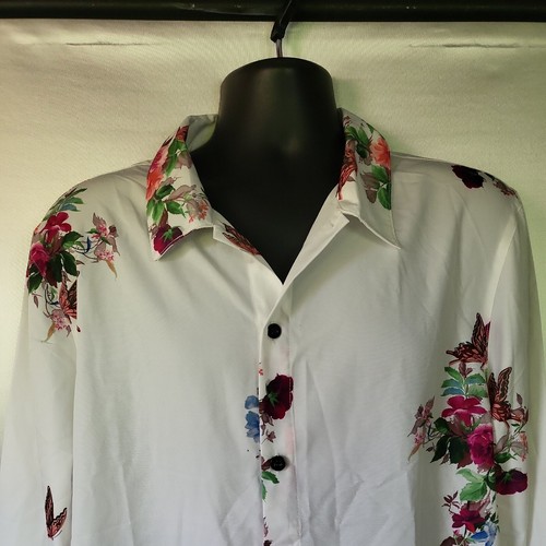 Fashion Nova Men Be Free Long Sleeve Woven Top Flowers Big & Tall 2X - Picture 3 of 7