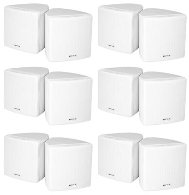 12) Rockville Cube 3.5'' 30w RMS White Home Theater Wall Speakers+Swivel Brackets