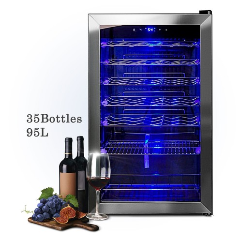 SMAD 33 Bottles Wine Beer Fridge Beverage Drinks Cooler 95L LED