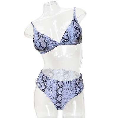 EUC White Snakeskin Print Bikini Swimsuit Women's Size M Swimwear 2-Piece 