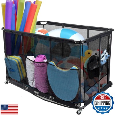 Pool Float Storage Organizer with 2 in 1 Mesh Storage Cover, XXL Nylon Mesh P