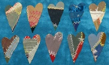 10 PRIMITIVE ANTIQUE CRAZY QUILT CUTTER QUILT HEARTS Crafts Scrapbooking CQ22-39
