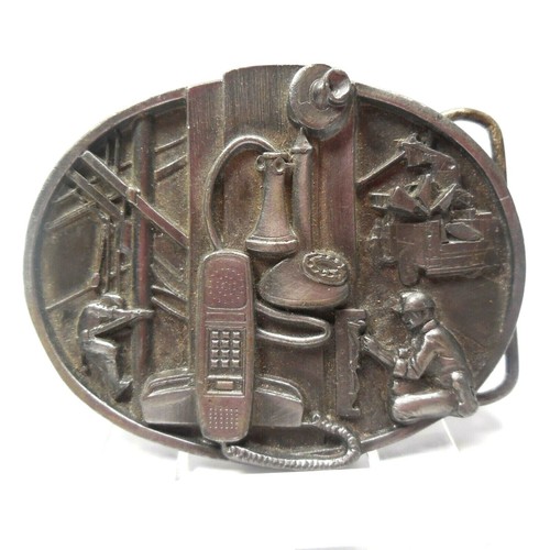 Belt Buckle Pewter Telephone Lineman Workers Vintage 1988 Siskiyou - Picture 4 of 7