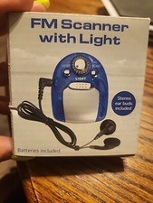 Mini FM Scanner Radio with Light/Headphones with Batteries Blue ELEC0005 NEW NOS