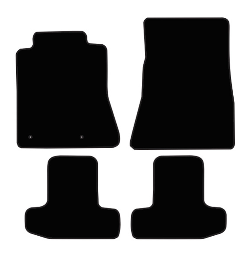 1979-2024 Ford Mustang Carpet Floor Mats 4pc Set - Black W/ Embroidered 5.0 Logo - Auto Custom Carpets