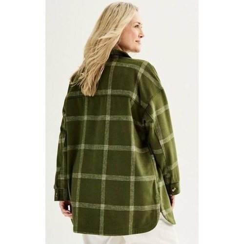 NWT Sonoma Utility Shacket Camel Beige Plaid Plus Size 0X - Picture 2 of 4