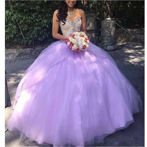 Lavanda con cuentas de Tul Quinceañera Vestidos de Fiesta Ropa cariño 15 16  Vestido | eBay