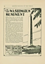 The Washington Monument Art Deco 1933 Vintage Travel Print Pen Ink Illustration