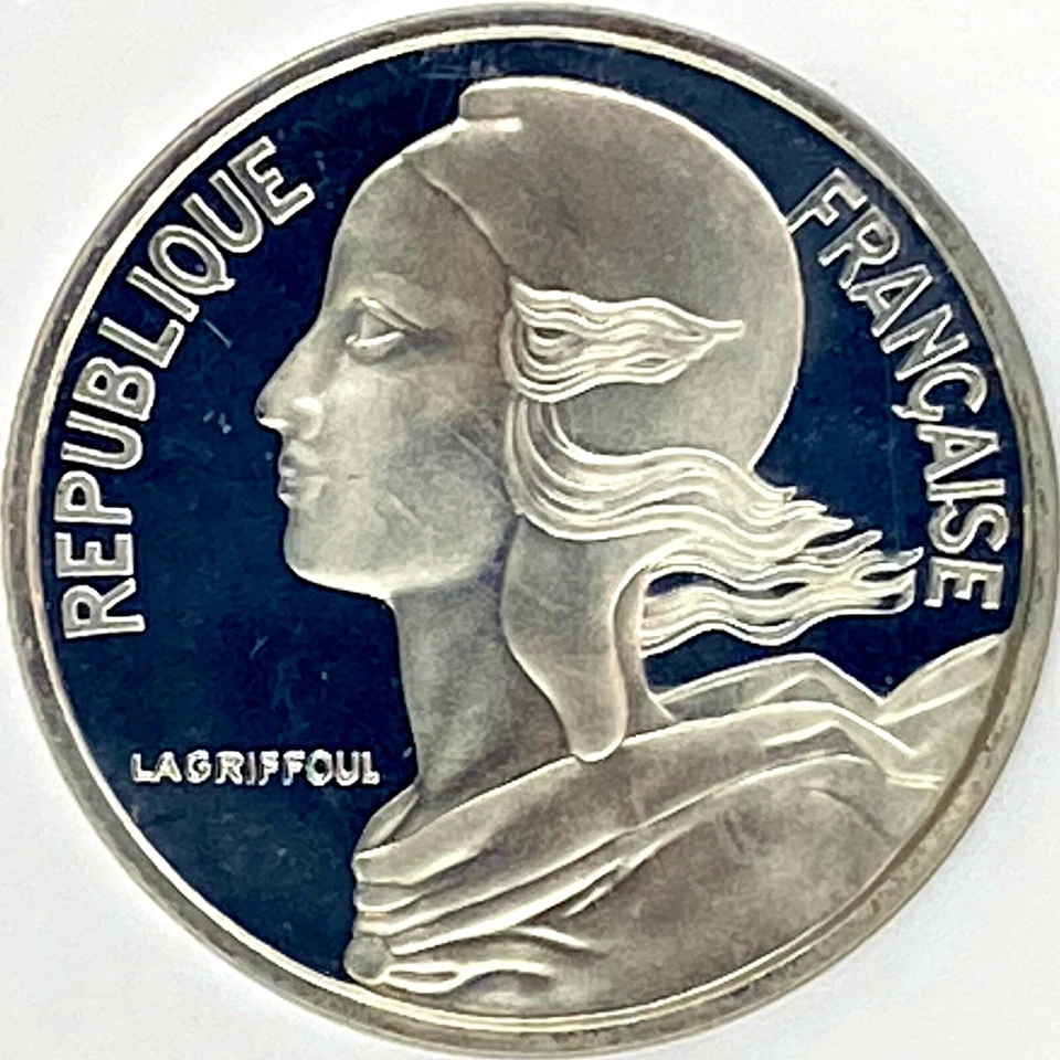 FRANCIA. 1977, 5 céntimos, plata - NGC PF68 - Top Pop 🥇RARO Piéfort (Piedfort) Foto 4 de 4