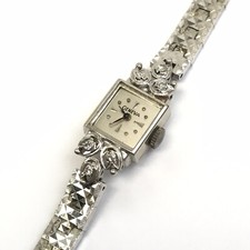Reloj de mujer vintage Geneva Helbros oro blanco 14K y diamantes, 17 joyas