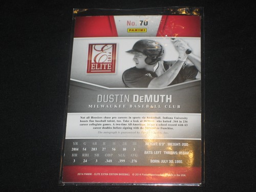 DUSTIN DEMUTH ROOKIE STAR CERTIFIED HAND SIGNED AUTOGRAPHED BASEBALL CARD - Picture 2 of 2