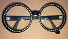 True Vintage orig. 1950's Rhinestone Black Round Eyeglass Frame 50/22 France