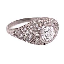 Art Deco Old European Cut 1.54CT Cubic Zirconia Silver Filigree Engagement Ring