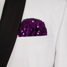 NEW - Men's Sequin Pre-Folded Pocket Square Insert - Purple