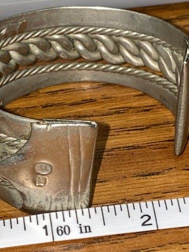 Bracciale Vintage Pesante Sterling Intrecciato Firmato Egitto - Foto 10 di 12
