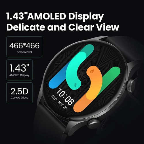 Solar Plus RT3 Smart Watch - Bluetooth, 1.43" AMOLED Display, IP68 Waterproof - Picture 5 of 14