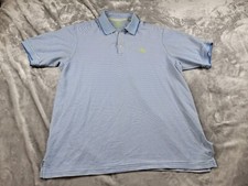 Tommy Bahama Polo Shirt Men's Supima blend Blue striped Short Sleeve Mens Medium
