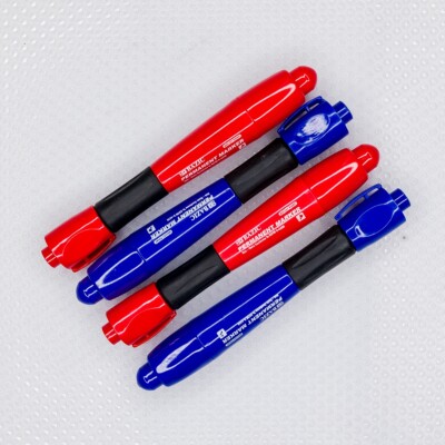 Bazic Bullet Point Used Red/Blue Permanent Markers/Pens - Lot Of 4 - #18
