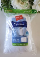 Hanes Boy's White Tagless Tanks Undershirt Size Large 14-16 5 Pack Ecosmart