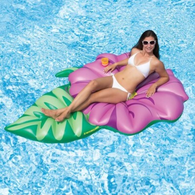 90540 Swimline Hibiscus Flower Inflatable Pool Float w/Cup Holder, 70  X 58 