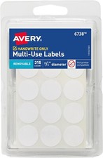 Image of Avery Multi-Use Removable Labels, 3/4 Inch Round Stickers Non Printable 315 
