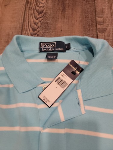 Ralph Lauren Camicia Uomo L Polo Blu Bianco Righe Preppy W Pantaloncini Bianchi 34 Nuova con etichette - Foto 3 di 17