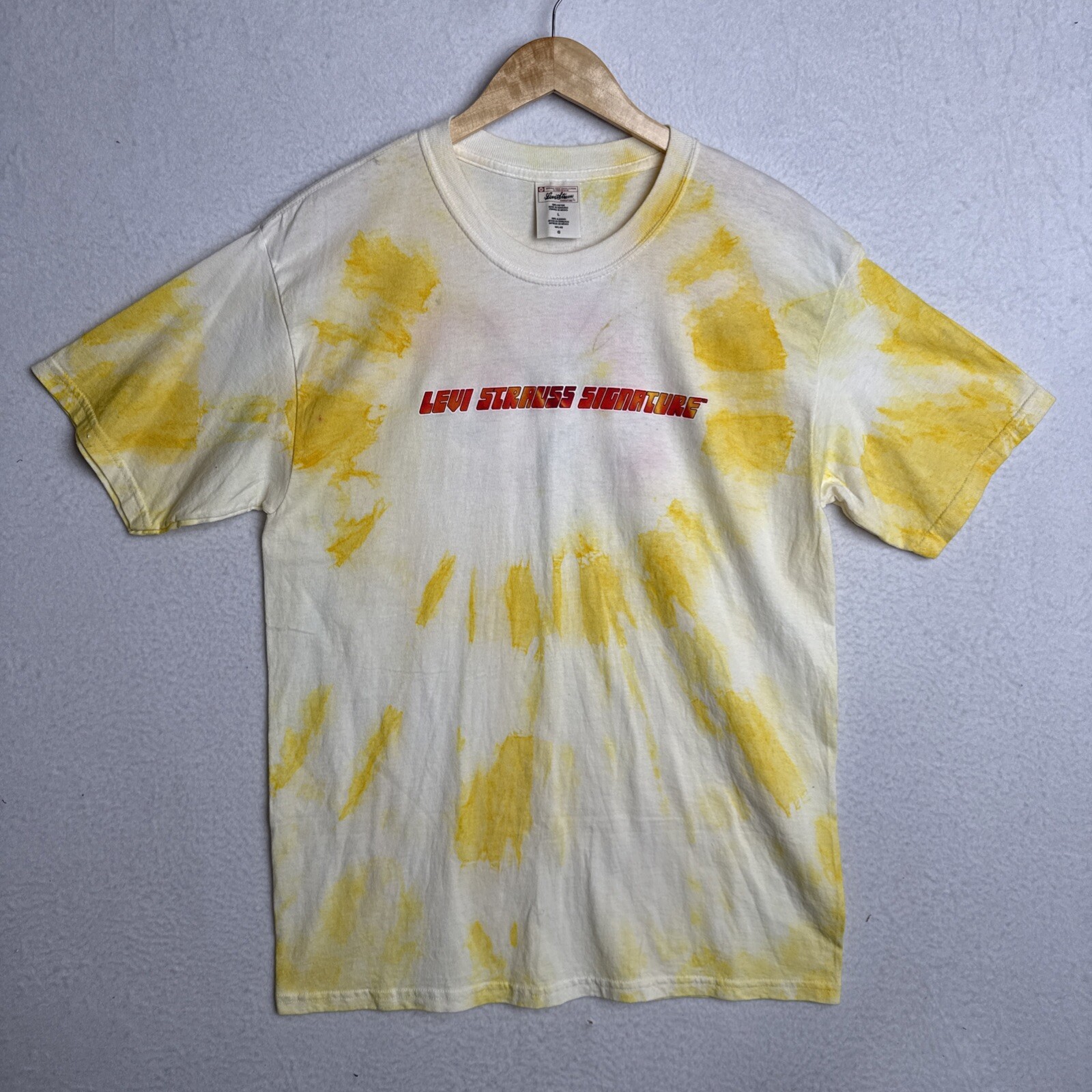 Vintage Levi Strauss Signature Yellow Tie-dye T-shirt Size Men's Large