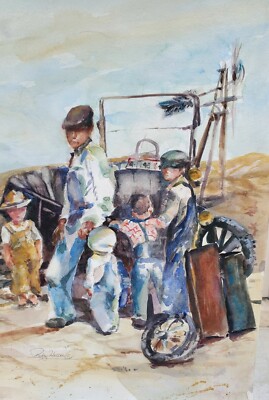 BROKE DOWN, original watercolor and gouache, 12 x 18 signed, by Patsy Heller 