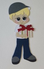 Christmas Present Boy Blonde Hair. Scrapbook, Card Making Paper Piecing